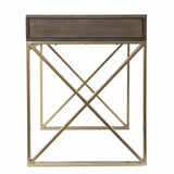 Modern Gray and Gold Writing Desk with Storage