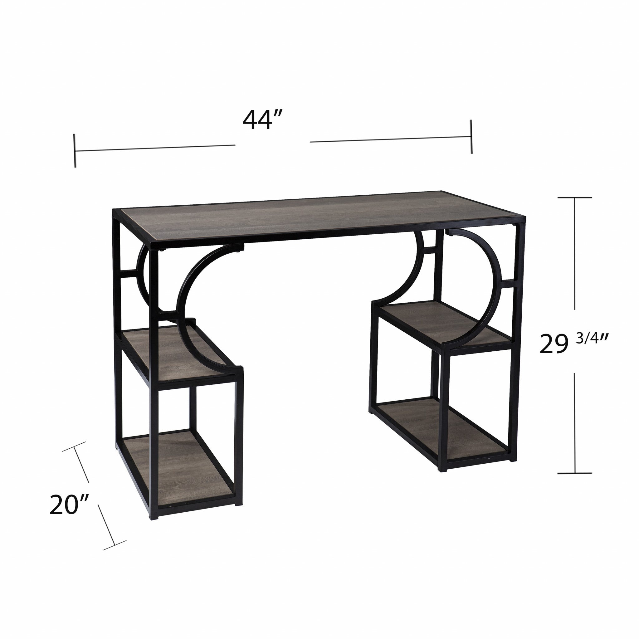 Wood and Iron Writing Desk with Storage