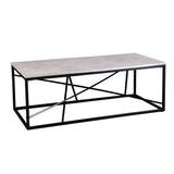 50" Black And White Faux Marble and Metal Geo Rectangular Coffee Table