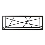 50" Black And White Faux Marble and Metal Geo Rectangular Coffee Table