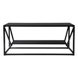 42" Black Glass And Metal Rectangular Coffee Table