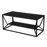 42" Black Glass And Metal Rectangular Coffee Table