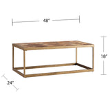 48" Natural And Natural Brown Solid Wood And Metal Rectangular Coffee Table