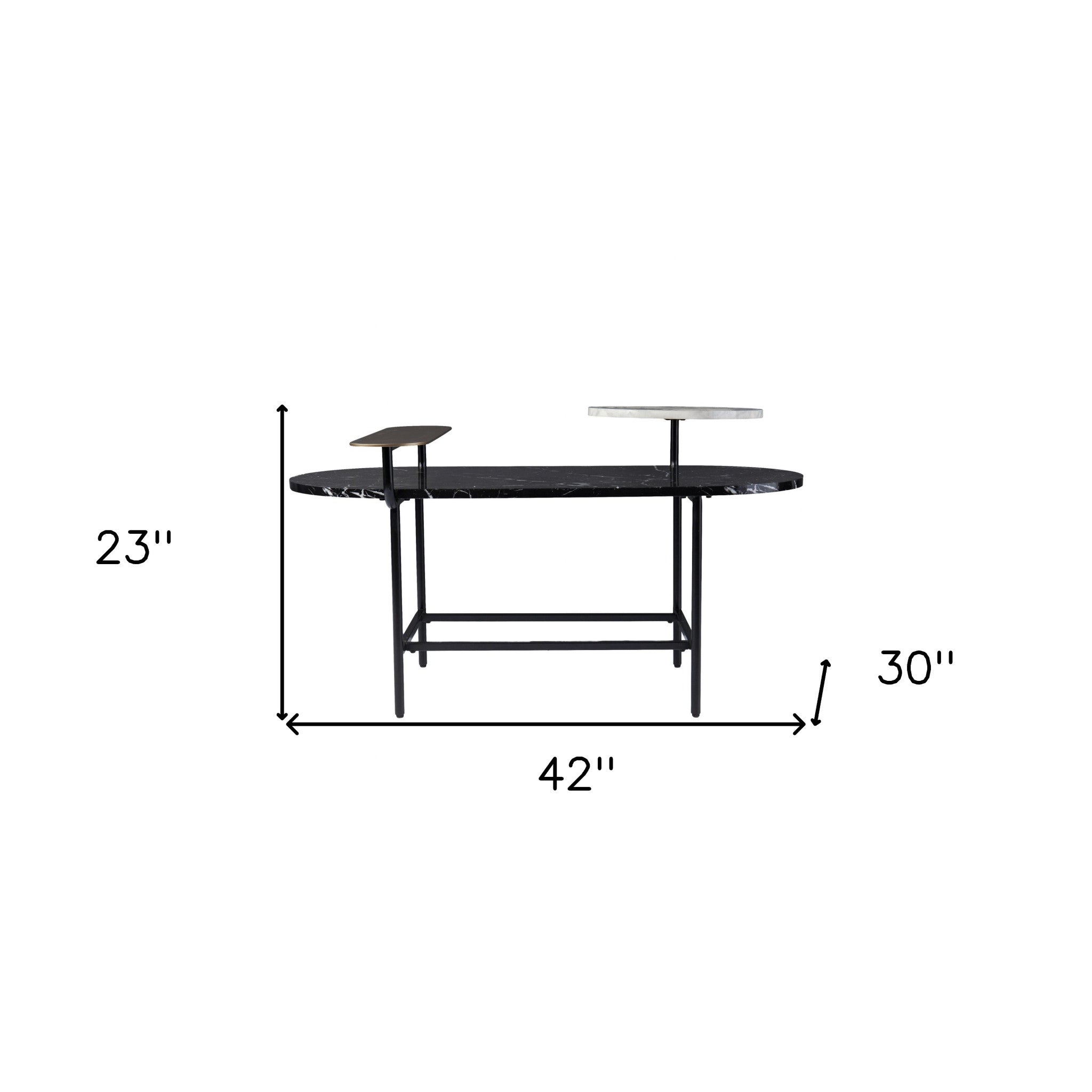 42" Black Manufactured Wood And Metal Free Form Coffee Table