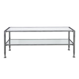 48" Silver Glass And Metal Rectangular Coffee Table