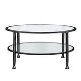 36" Black Glass And Metal Round Coffee Table