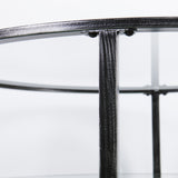 36" Black Glass And Metal Round Coffee Table