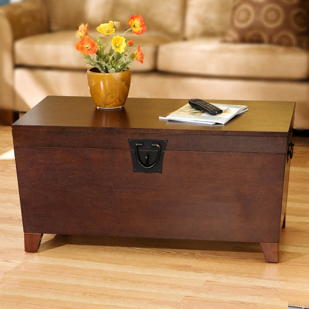 39" Brown Manufactured Wood And Metal Rectangular Coffee Table