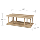 42" Natural Light Brown Wood Two Tier Rectangular Coffee Table