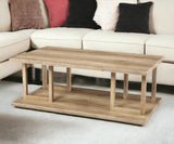 42" Natural Light Brown Wood Two Tier Rectangular Coffee Table