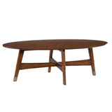 52" Brown Solid Wood And Metal Rectangular Coffee Table