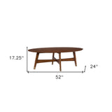 52" Brown Solid Wood And Metal Rectangular Coffee Table