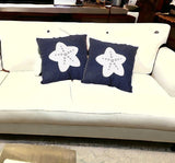 Set of Two Blue and White Starfish Throw Pillows