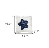 Set Of Two 17" X 17" Blue And White Starfish Throw Pillows