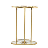 22" Gold Mirrored Glass Three Circle End Table