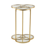 22" Gold Mirrored Glass Three Circle End Table