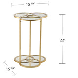 22" Gold Mirrored Glass Three Circle End Table