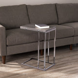 25" Silver And Gray Expandable Rectangular End Table