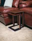 Set Of Two 25" Brown Solid Wood Rectangular Nested End Tables
