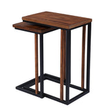 Set Of Two 25" Brown Solid Wood Rectangular Nested End Tables