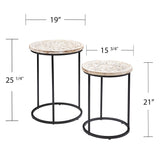 Set Of Two 25" White Solid Wood And Iron Square End Tables