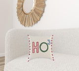 Beige Red Holiday Whimsical Throw Pillow