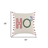 Beige Red Holiday Whimsical Throw Pillow