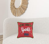 Red Green Sparkle Embroidered Throw Pillow