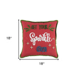 Red Green Sparkle Embroidered Throw Pillow