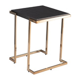 24" Black Geometric Metal Square End Table