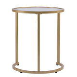 Set Of Two 23" Gold Glass And Steel Round Nested Tables