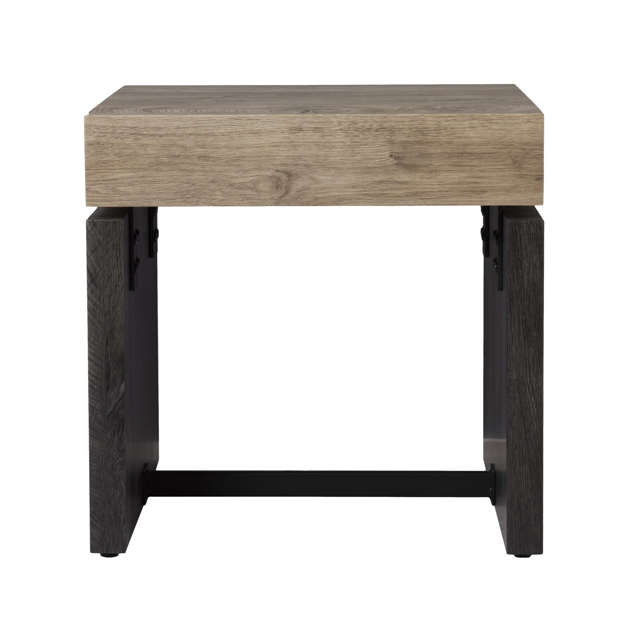 20" Natural Wood Manufactured Wood And Iron Square End Table