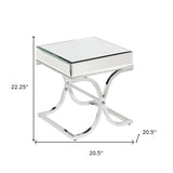 22" Silver Glass Square End Table