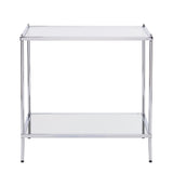 22" Chrome Glass And Iron Square Mirrored End Table