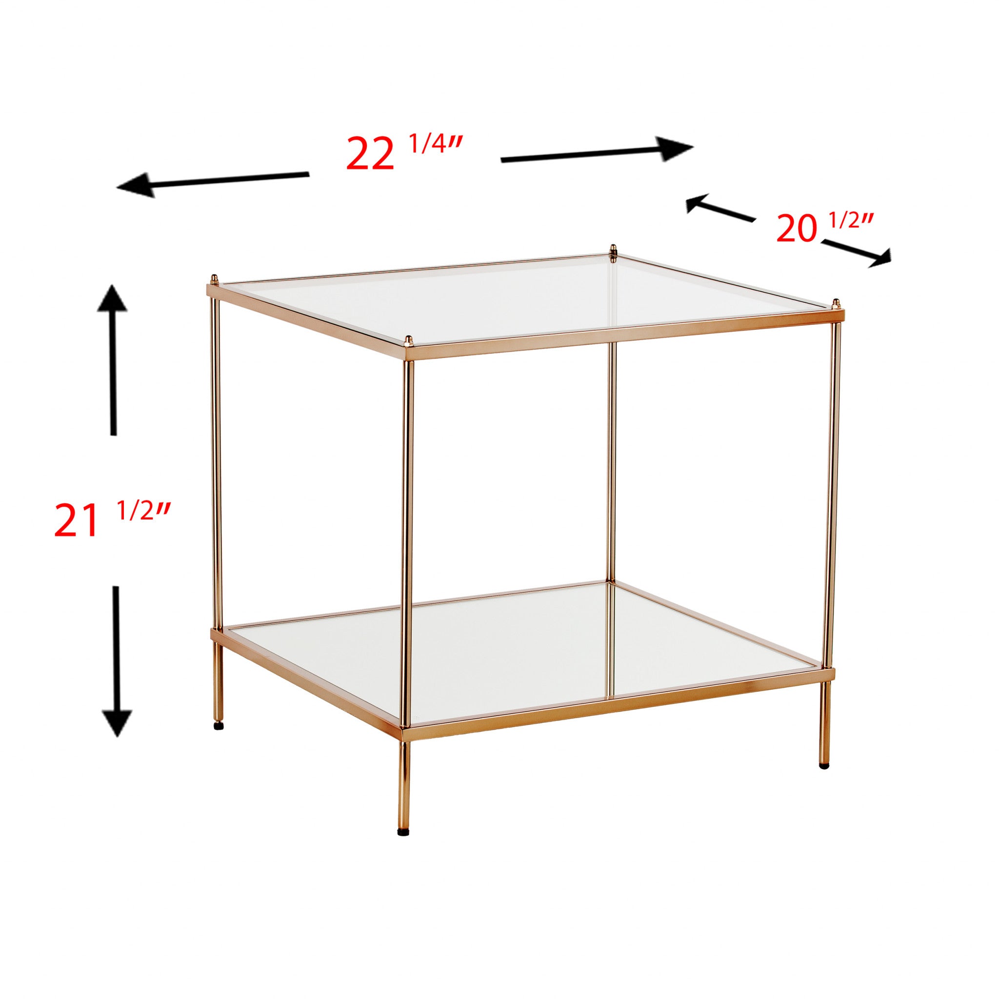 22" Gold Glass Square End Table