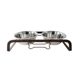 Rustic Elevated 32oz Two Bowl Dog Feeding Station