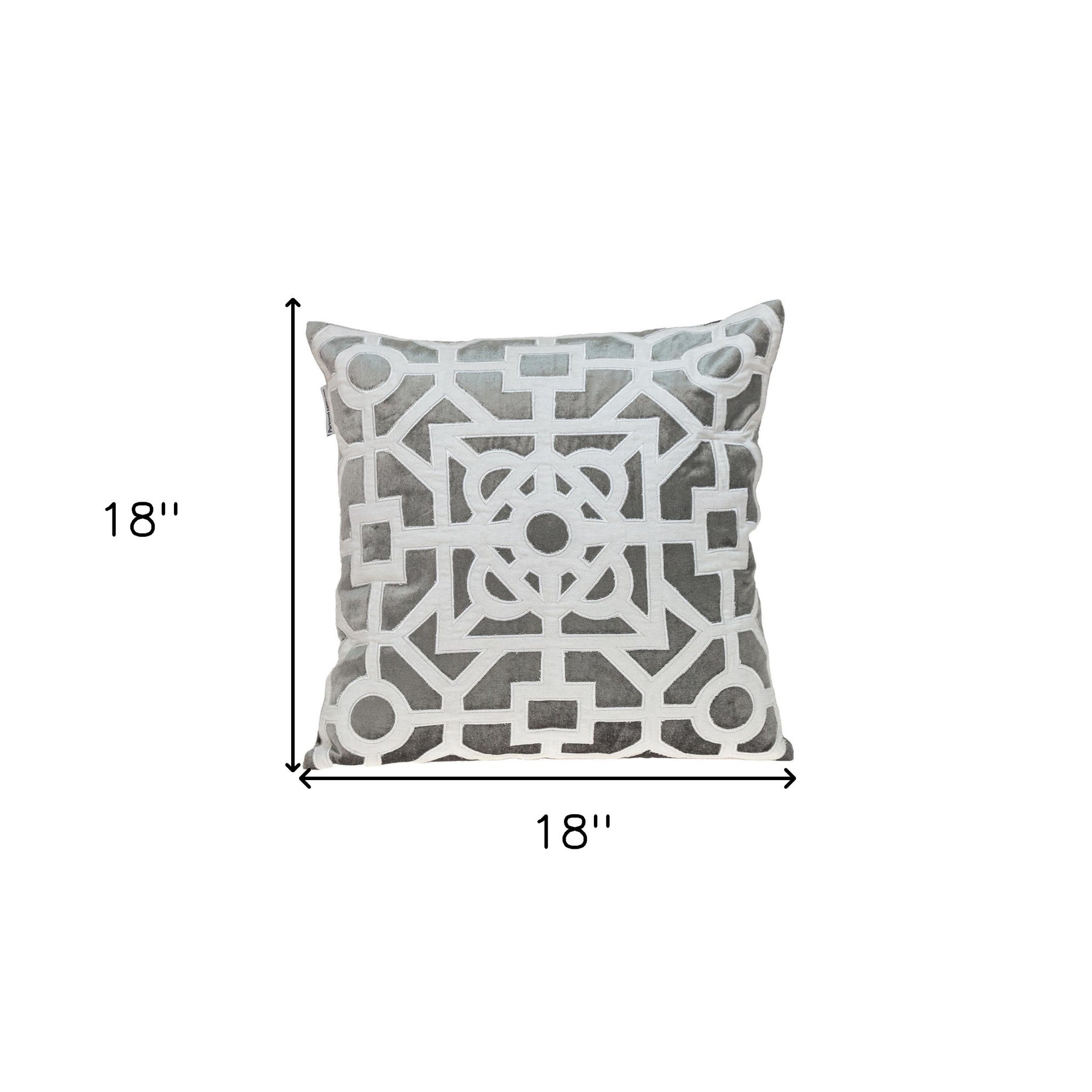 White and Gray Lattice Velvet Throw Pillow