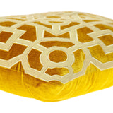 Beige and Mustard Lattice Yellow Velvet Throw Pillow