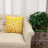 Beige and Mustard Lattice Yellow Velvet Throw Pillow