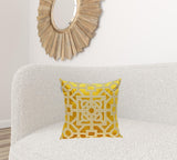 Beige and Mustard Lattice Yellow Velvet Throw Pillow