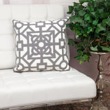 Gray and White Lattice Velvet Throw Pillow