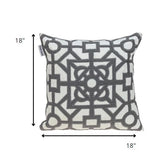 Gray and White Lattice Velvet Throw Pillow