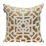 Beige and Gold Lattice Velvet Throw Pillow