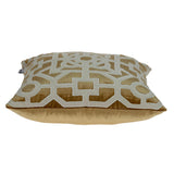 Beige and Gold Lattice Velvet Throw Pillow