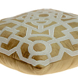 Beige and Gold Lattice Velvet Throw Pillow