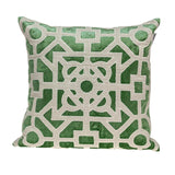 Beige and Green Lattice Velvet Throw Pillow