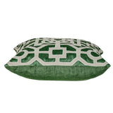 Beige and Green Lattice Velvet Throw Pillow