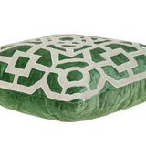 Beige and Green Lattice Velvet Throw Pillow