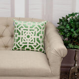 Beige and Green Lattice Velvet Throw Pillow