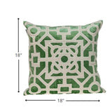 Beige and Green Lattice Velvet Throw Pillow